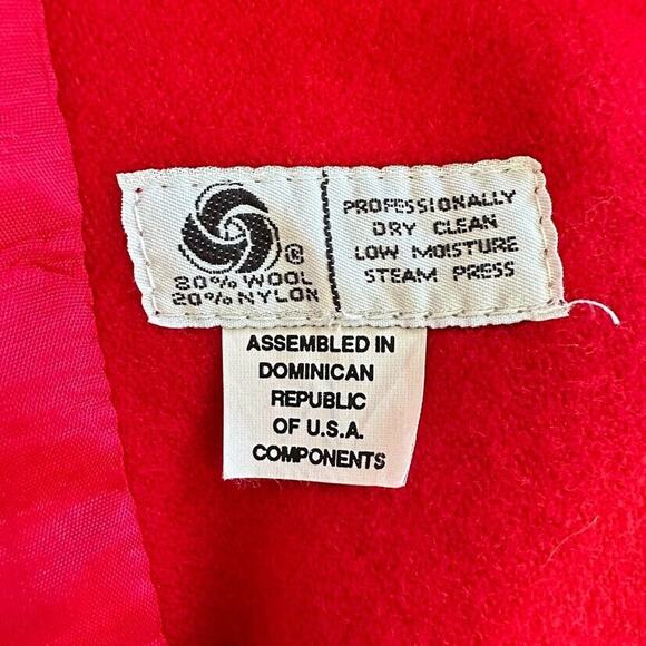 Stephane Mathews II Vintage Red Wool Blend Pea Coat Gold Button Womens Size 8 - Picture 7 of 9